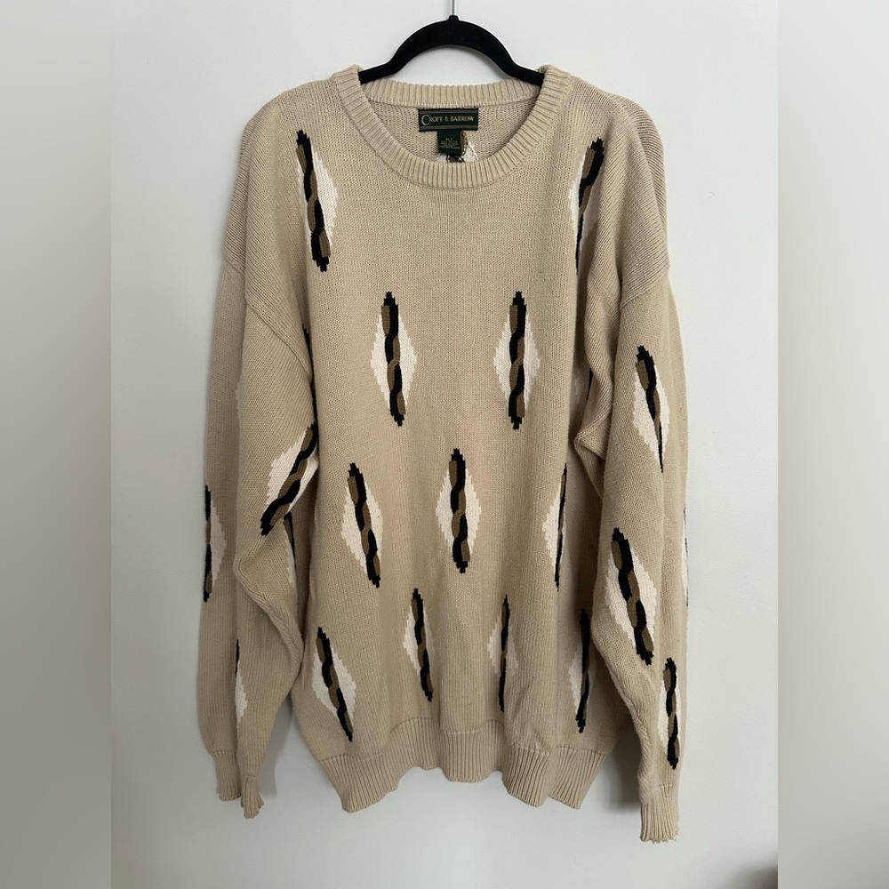 Croft & Barrow Neutral Geometric Knit Sweater XLT – GUC